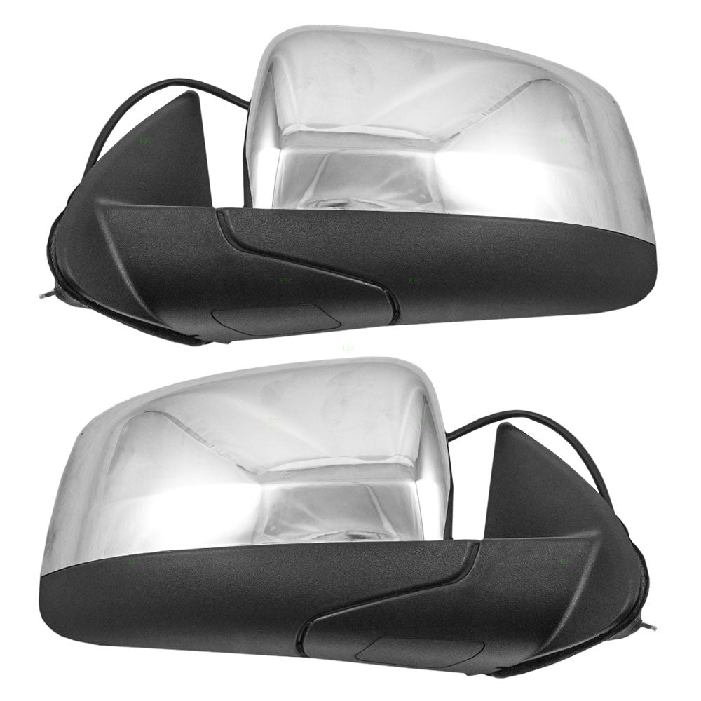 Driver and Passenger Power Side View Mirrors Heated w/ Chrome Covers Replacement for 11-18 Dodge Durango 68237573AC 68237572AC