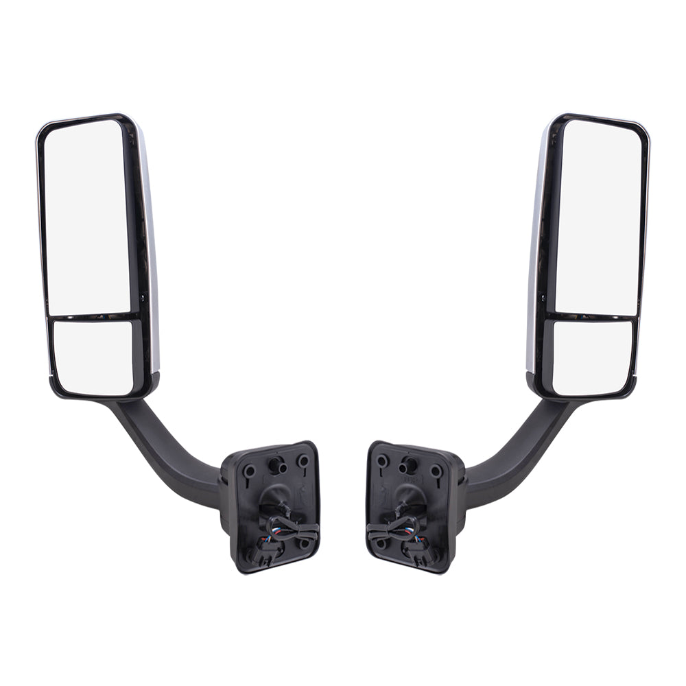 Replacement Driver's and Passenger's Pair Power Mirrors w/ Heat Door Mounted Compatible with 08-17 Cascadia A22-69637-011 A22-69637-012