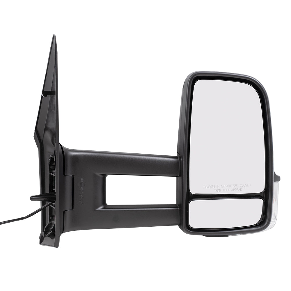 Brock Replacement Driver and Passenger Side Extended Type Manual Mirrors Textured Black with Signal without Heat Compatible with 2006-2018 Sprinter