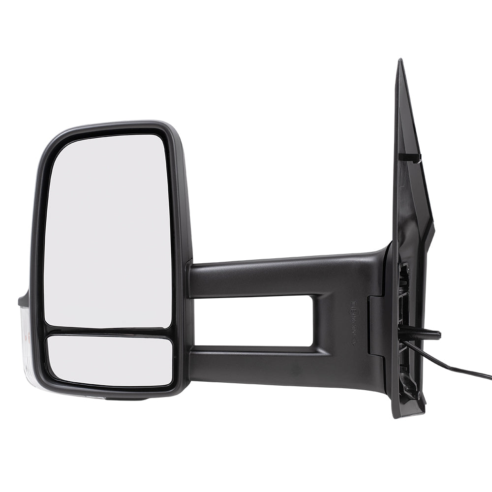 Brock Replacement Driver Side Extended Type Manual Mirror Textured Black with Signal without Heat Compatible with 2006-2018 Sprinter
