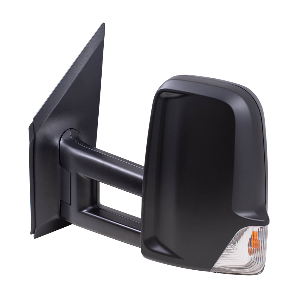 Brock Replacement Driver Side Extended Type Manual Mirror Textured Black with Signal without Heat Compatible with 2006-2018 Sprinter