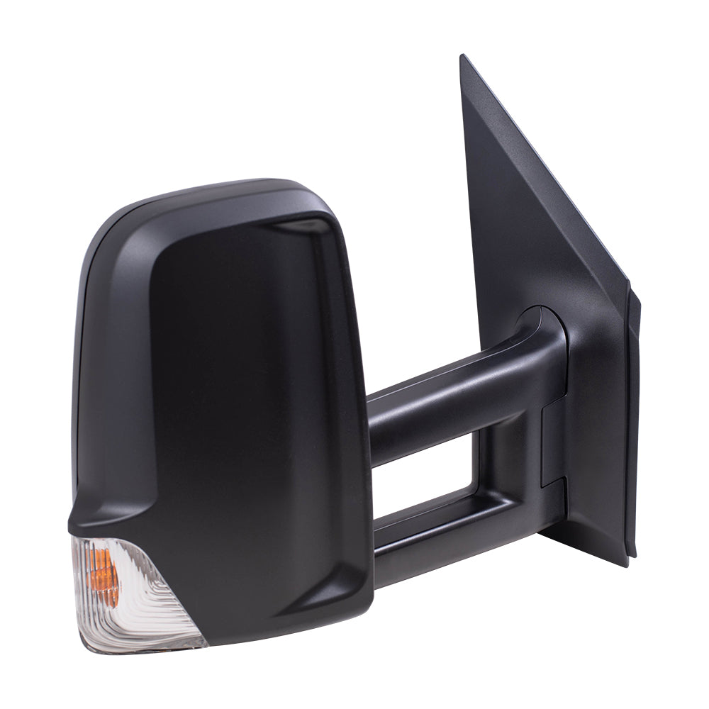 Brock Replacement Passenger Side Extended Type Manual Mirror Textured Black with Signal without Heat Compatible with 2006-2018 Sprinter