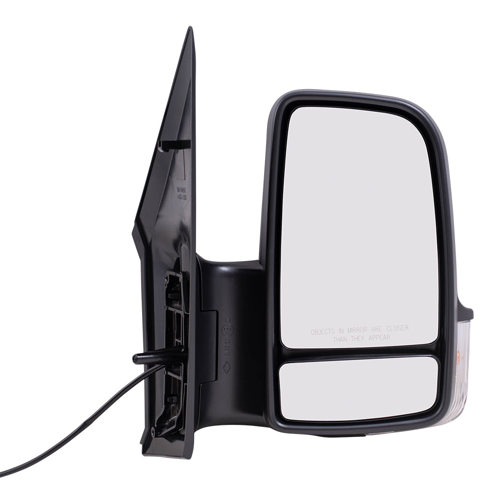 Brock Replacement Passenger Side Standard Type Manual Mirror Textured Black with Signal without Heat Compatible with 2006-2018 Sprinter