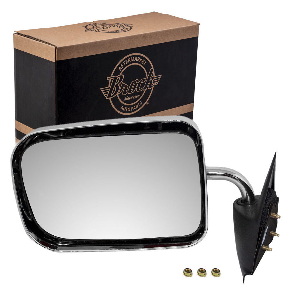Manual Mirror for 94-97 Dodge Ram Pickup Truck Drivers Side 6x9 Chrome 55022241