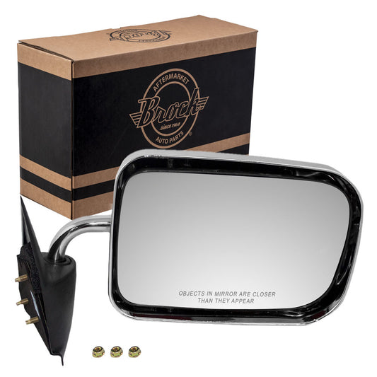 Replacement Passenger Manual Side View Mirror 6x9 Standard Mount Chrome Compatible with 1994-1997 1500 2500 3500 Pickup Truck 55022240