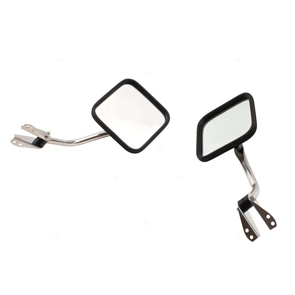 Brock Replacement Driver and Passenger Side Stainless Steel Manual Mirror Windshield Hinge Mounted Compatible with 1987-1994 Wrangler/ 1955-1986 CJ Series/ 1955-1982 DJ Series