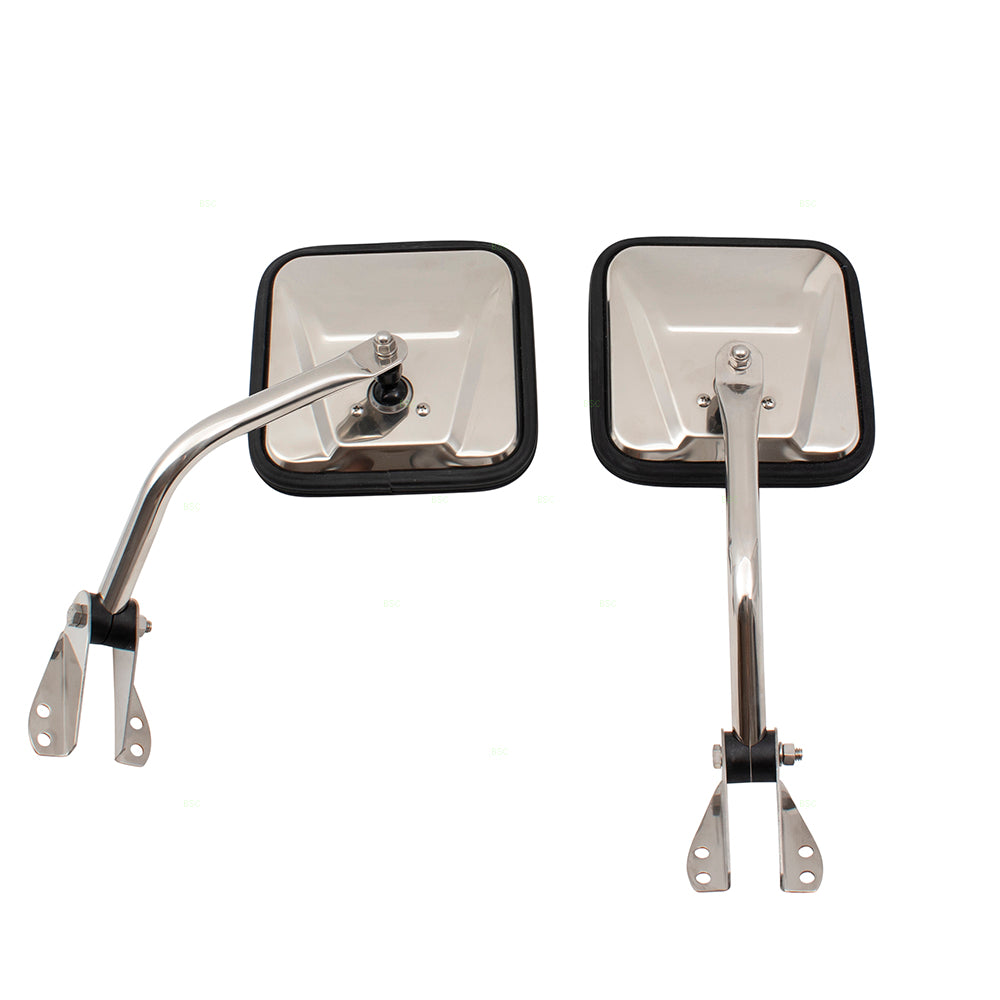 Brock Replacement Driver and Passenger Side Stainless Steel Manual Mirror Windshield Hinge Mounted Compatible with 1987-1994 Wrangler/ 1955-1986 CJ Series/ 1955-1982 DJ Series
