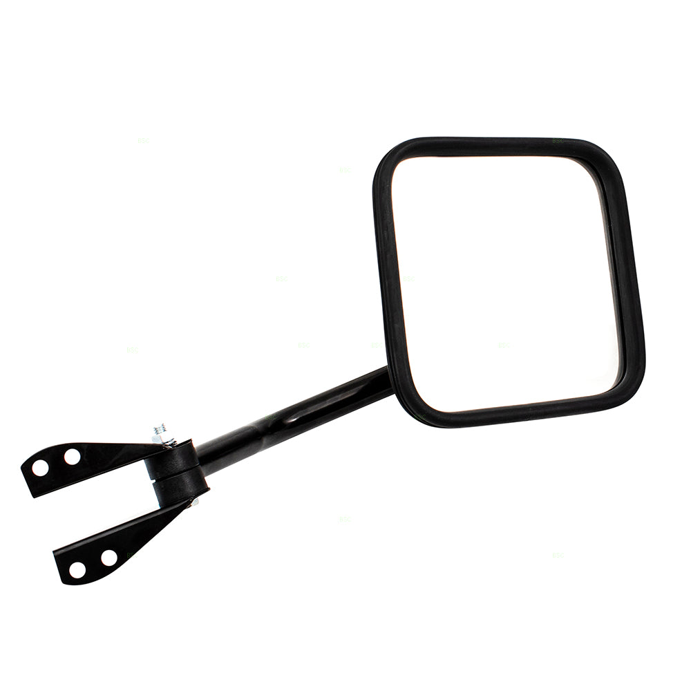 Brock Replacement Driver Side Black Manual Mirror Windshield Hinge Mounted Compatible with 1987-1994 Wrangler 55-86 CJ Series 55-82 DJ Series CH1320146