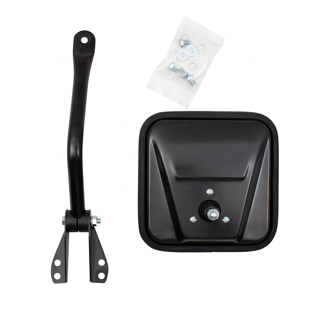 Brock Replacement Driver Side Black Manual Mirror Windshield Hinge Mounted Compatible with 1987-1994 Wrangler 55-86 CJ Series 55-82 DJ Series CH1320146