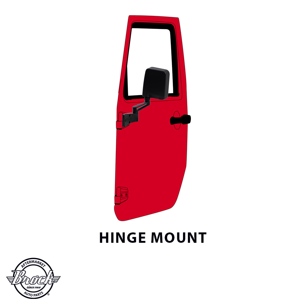 Replacement Driver Manual Side View Mirror Ready-to-Paint Door Hinge Mounted Compatible with 1987-1995 Wrangler 1997-2002 Wrangler 55027207
