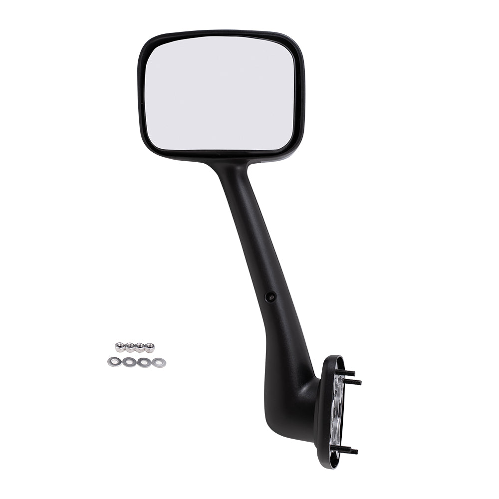 Brock Replacement Driver Side Manual Mirror Paint to Match Black with Chrome Cover Hood Mount Compatible with 2008-2017 Freightliner Cascadia