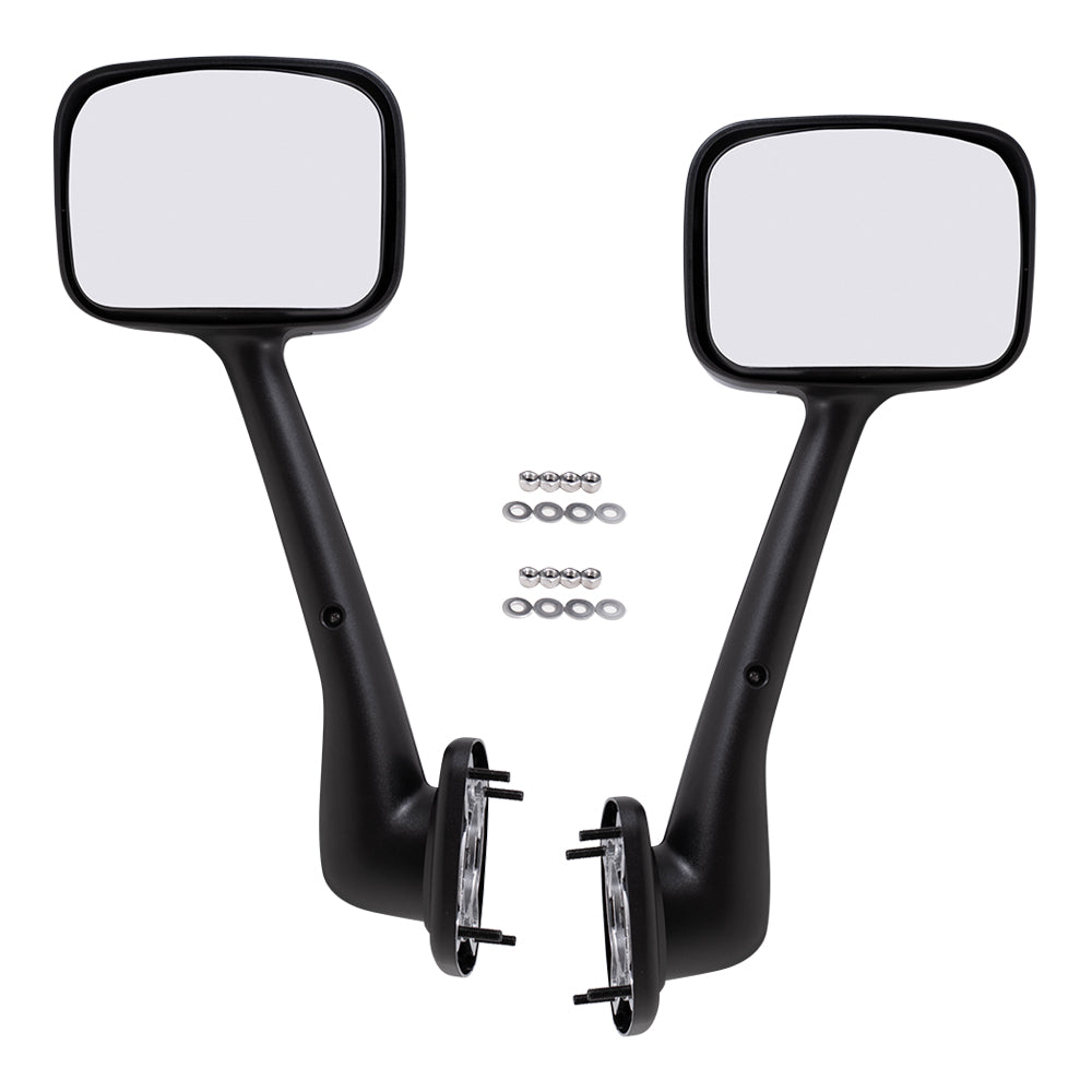 Brock Replacement Driver and Passenger Side Manual Mirrors Paint to Match Black with Chrome Cover Hood Mount Compatible with 2008-2017 Freightliner Cascadia