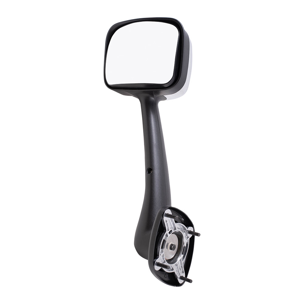 Brock Replacement Driver Side Manual Mirror Paint to Match Black with Chrome Cover Hood Mount Compatible with 2008-2017 Freightliner Cascadia