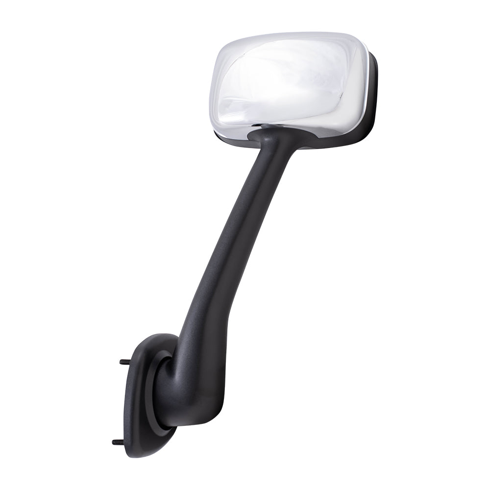 Brock Replacement Driver Side Manual Mirror Paint to Match Black with Chrome Cover Hood Mount Compatible with 2008-2017 Freightliner Cascadia
