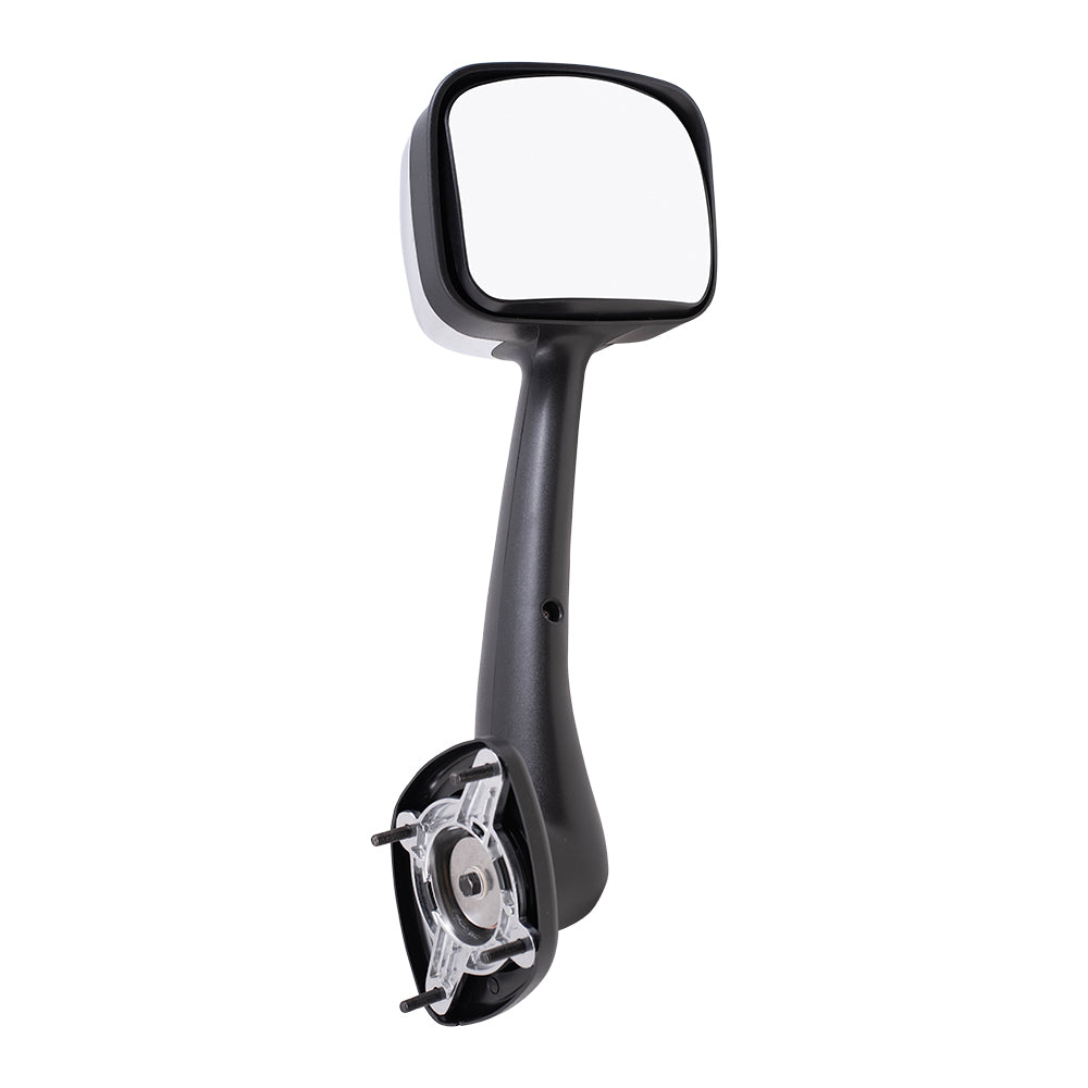 Brock Replacement Passenger Side Manual Mirror Paint to Match Black with Chrome Cover Hood Mount Compatible with 2008-2017 Freightliner Cascadia