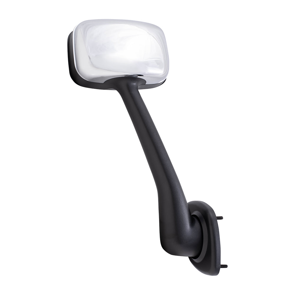 Brock Replacement Passenger Side Manual Mirror Paint to Match Black with Chrome Cover Hood Mount Compatible with 2008-2017 Freightliner Cascadia