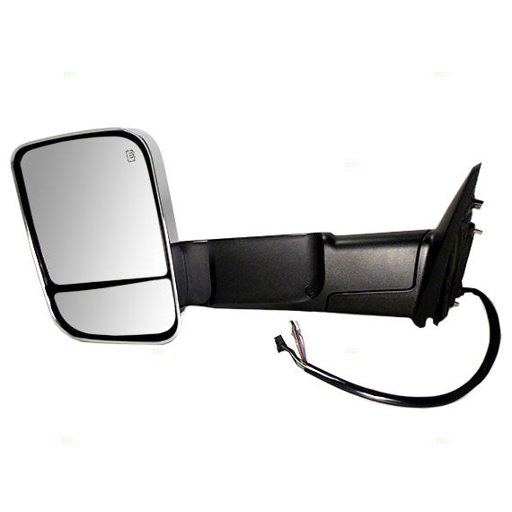 Brock Replacement Driver Power Tow Side View Mirror Heated Signal Puddle Lamp Memory w/ Chrome Cover Compatible with 2009-2010 1500 2010 2500 3500 2011-2012 Pickup Truck 68033735AF