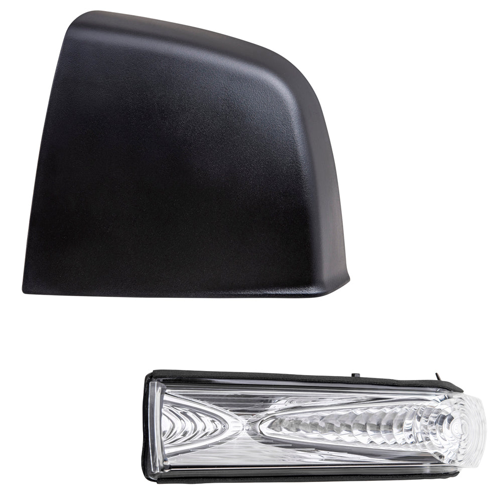 Brock Aftermarket Replacement Driver Left Door Mirror Cover Textured Black And Turn Signal Light Set Compatible With 2015-2021 RAM Promaster City Base/ST/Tradesman