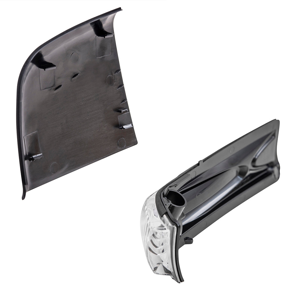 Brock Aftermarket Replacement Driver Left Door Mirror Cover Textured Black And Turn Signal Light Set Compatible With 2015-2021 RAM Promaster City Base/ST/Tradesman