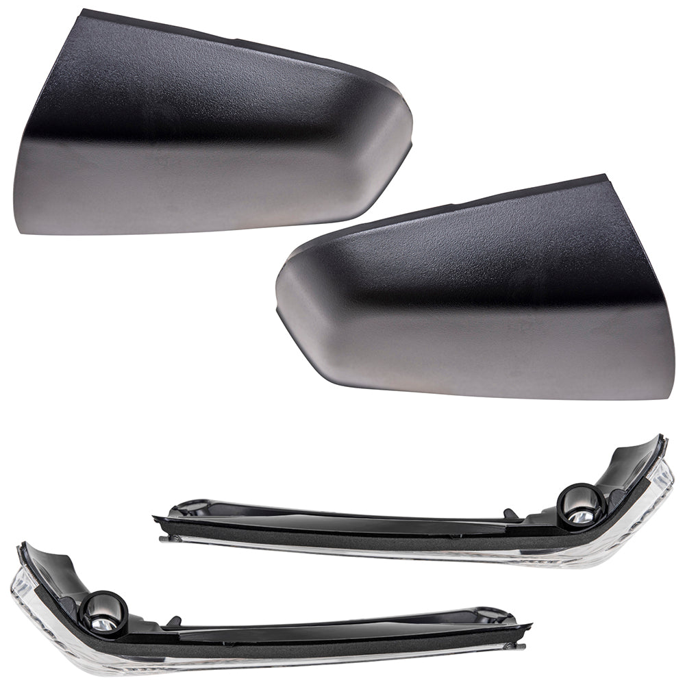 Brock Aftermarket Replacement Driver Left Passenger Right Door Mirror Cover Textured Black And Turn Signal Light 4 Piece Set Compatible With 2015-2021 RAM Promaster City Base/ST/Tradesman