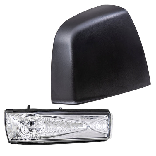 Brock Aftermarket Replacement Passenger Right Door Mirror Cover Textured Black And Turn Signal Light Set Compatible With 2015-2021 RAM Promaster City Base/ST/Tradesman