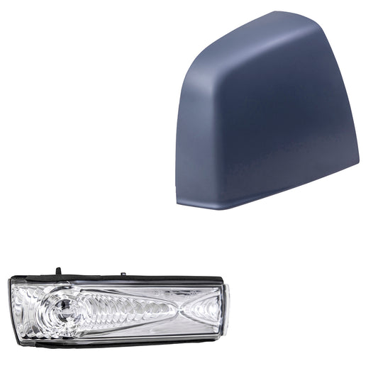 Brock Aftermarket Replacement Passenger Right Door Mirror Cover Paint To Match Gray And Turn Signal Light Set Compatible With 2015-2021 RAM Promaster City SLT/Tradesman SLT