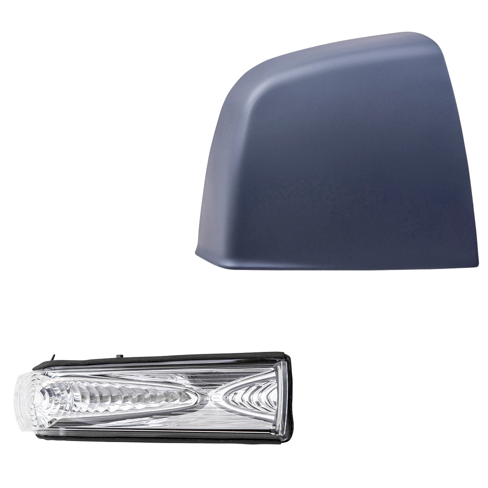 Brock Aftermarket Replacement Passenger Right Door Mirror Cover Paint To Match Gray And Turn Signal Light Set Compatible With 2015-2021 RAM Promaster City SLT/Tradesman SLT