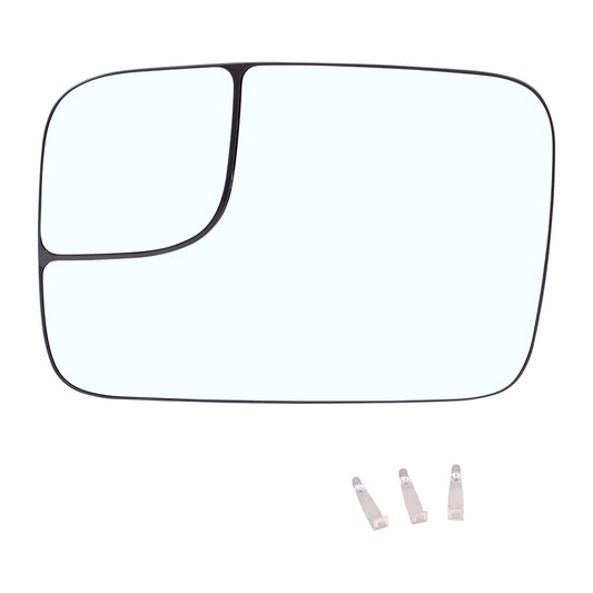 Brock Replacement Driver Side Manual Tow Mirror Glass & Base with Spotter Glass without Heat Compatible with 2005-2008 1500 & 2005-2009 2500/3500