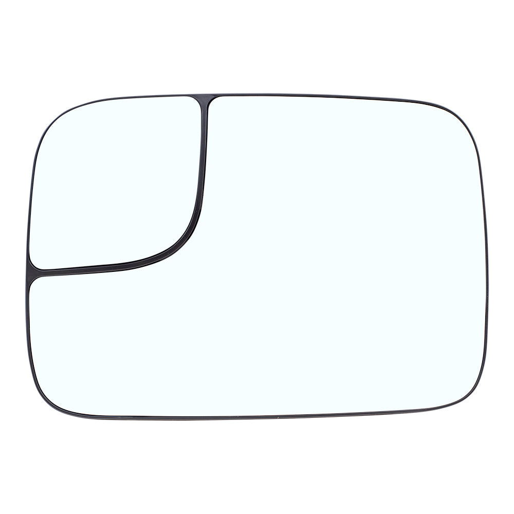 Brock Replacement Driver Side Manual Tow Mirror Glass & Base with Spotter Glass without Heat Compatible with 2005-2008 1500 & 2005-2009 2500/3500