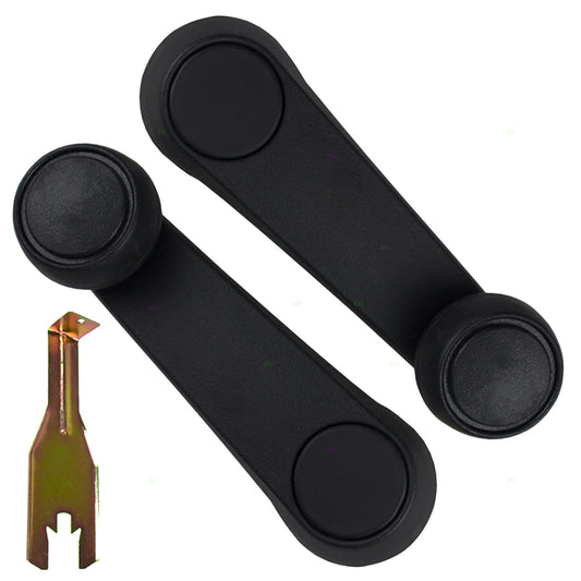 Brock Replacement 3 Piece Set Black Plastic Window Cranks & Handle Clip Removal Tool Compatible with 1987-1993 Dakota 4415820