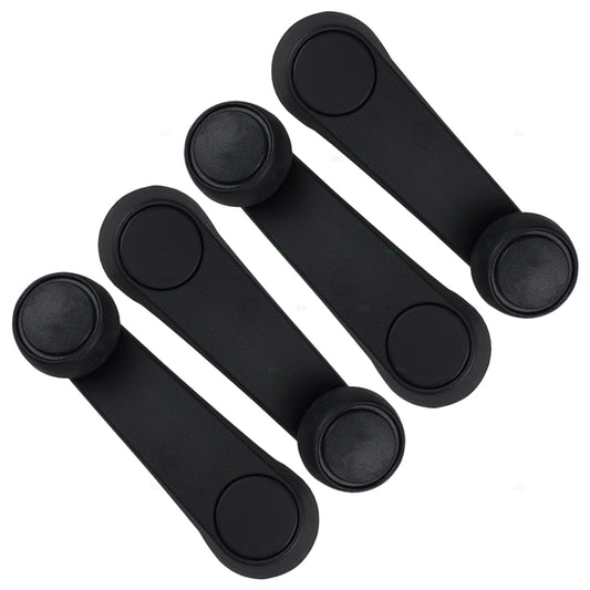 Brock Replacement 4 Piece Set Black Plastic Window Crank Handles Front & Rear Compatible with Shadow Spirit Acclaim Sundance 4415820