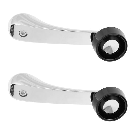 Brock Replacement Pair Set Manual Window Crank Handle Chrome w/ Black Knob Compatible with Pickup Truck SUV Van 3882764 CH1354102