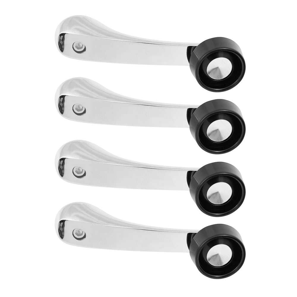 Brock Replacement 4 Piece Set Manual Window Crank Handle Chrome w/ Black Knob Compatible with Pickup Truck SUV Van 3882764 CH1354102