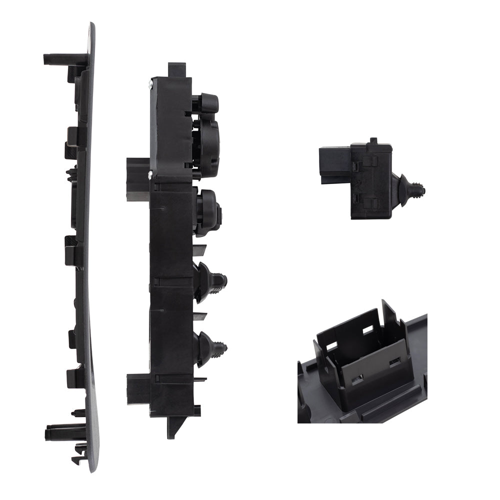 Brock Replacement 4 Piece Set Front Power Window Switches with Dark Slate Gray Bezels Compatible with 2002-2005 1500 Crew Cab Pickup Truck