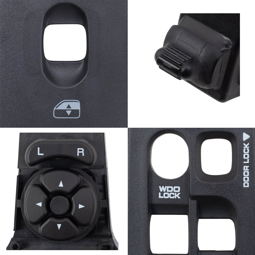 Brock Replacement 4 Piece Set Front Power Window Switches with Dark Slate Gray Bezels Compatible with 2002-2005 1500 Crew Cab Pickup Truck