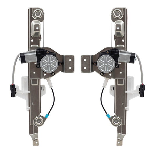 Brock Replacement Pair Rear Power Window Regulators with Motors Compatible with 07-12 Caliber
