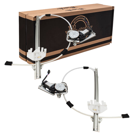 Brock Replacement Pair Set Front Power Window Lift Regulators w/ Motors Hole Type Glass Compatible with 06-07 Liberty 4589265AD 4589268AD