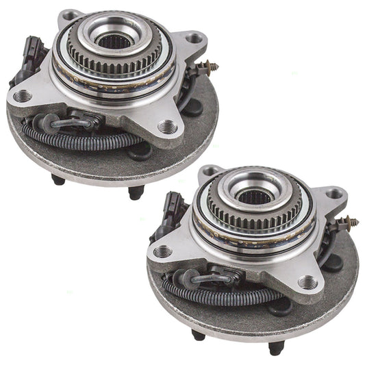 Brock Replacement Pair Set of Front Wheel Hub Bearing Compatible with 2004-2005 F150 Pickup Truck 4WD ABS 6 Lug Wheels 4L3Z1104AB