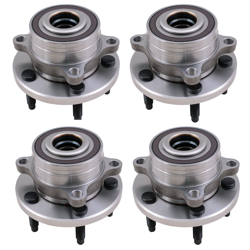Brock Replacement 4 Pc Set Front and Rear Hubs with Wheel Bearings Compatible with 2013-2019 Police Interceptor Utility
