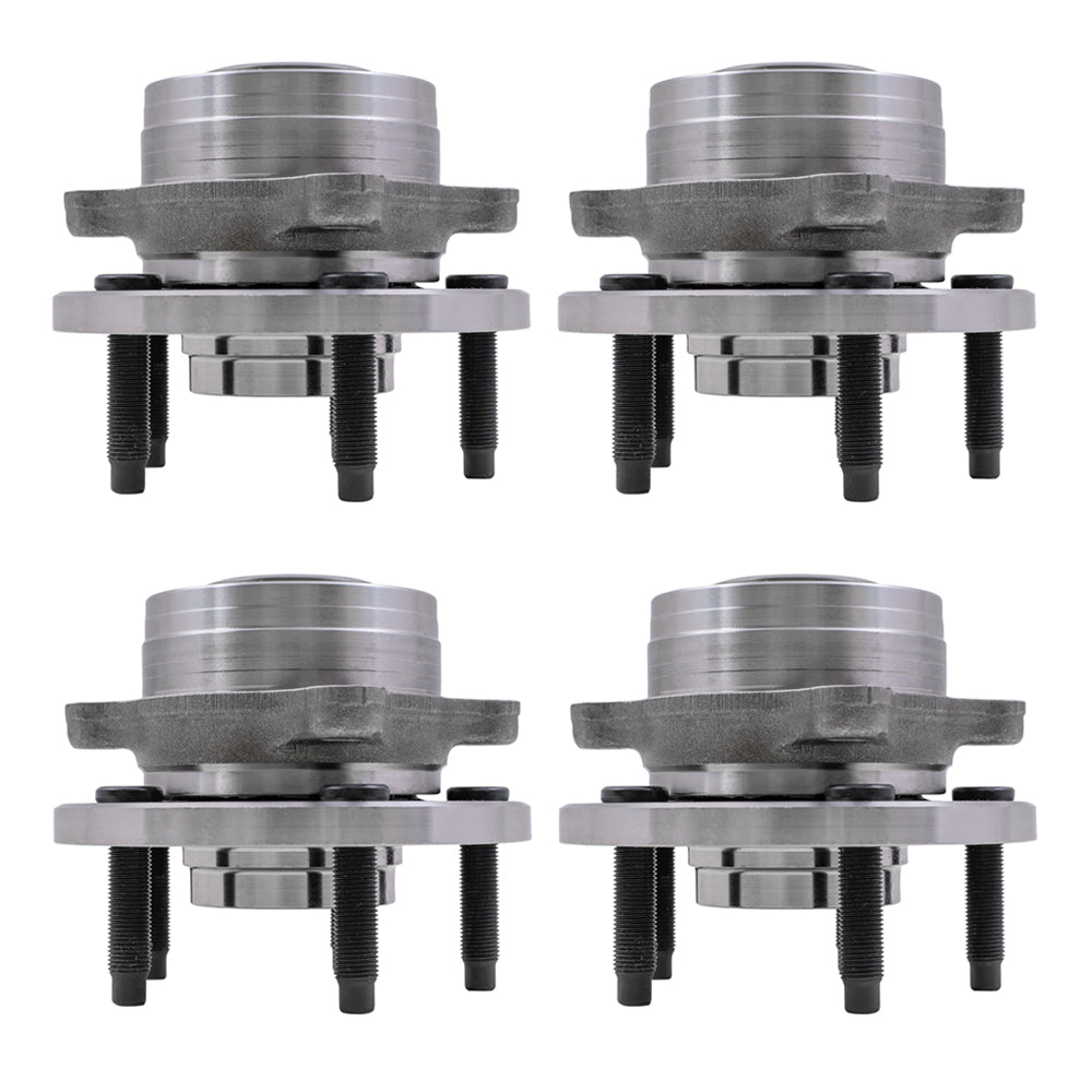 Brock Replacement 4 Pc Set Front and Rear Hubs with Wheel Bearings Compatible with 2013-2019 Police Interceptor Utility