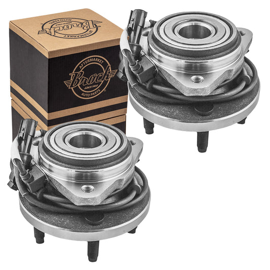 Brock Aftermarket Replacement Front Driver Left Passenger Right Hub/Bearing Assembly Set Compatible With 1995-2001 Ford Explorer 4WD/AWD