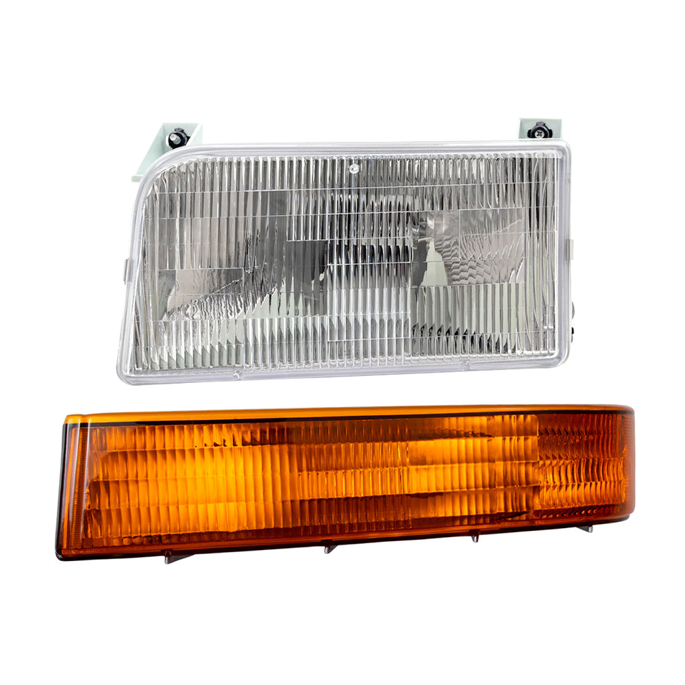 Headlights w/ Park Signal Lights Compatible with 92-96 F150 Pickup Truck
