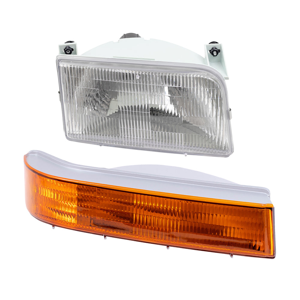 Headlights w/ Park Signal Lights Compatible with 92-96 F150 Pickup Truck