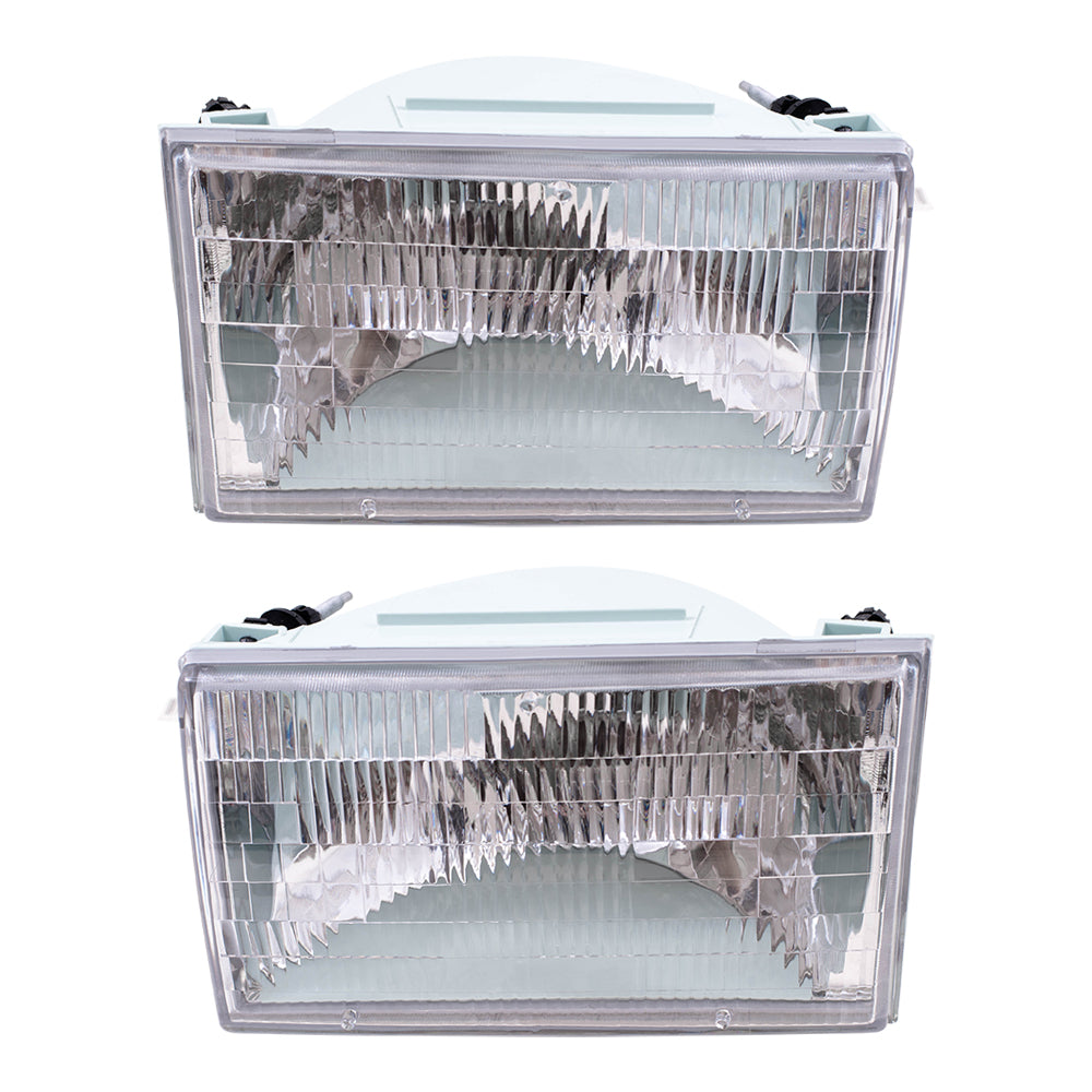 Brock Replacement Driver and Passenger Headlights Headlamps Compatible with 1990-1994 Town Car FOVY 13008 B FOVY 13008 A