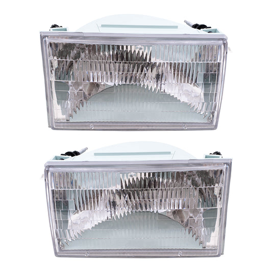 Brock Replacement Driver and Passenger Headlights Headlamps Compatible with 1990-1994 Town Car FOVY 13008 B FOVY 13008 A
