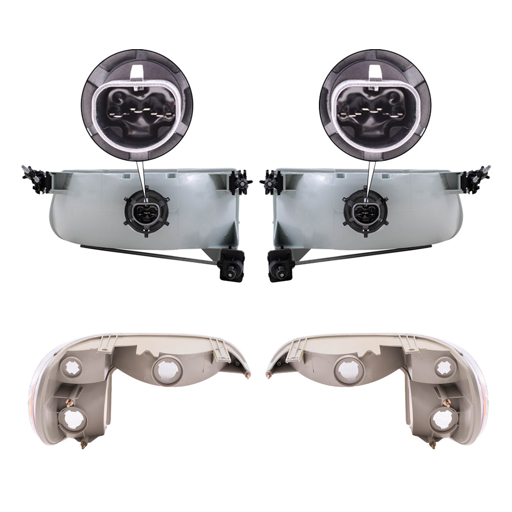 Brock Aftermarket Replacement Driver Left Passenger Right Halogen Headlight And Park/Signal/Side Marker Light 4 Piece Set Compatible with 1995-2001 Ford Explorer