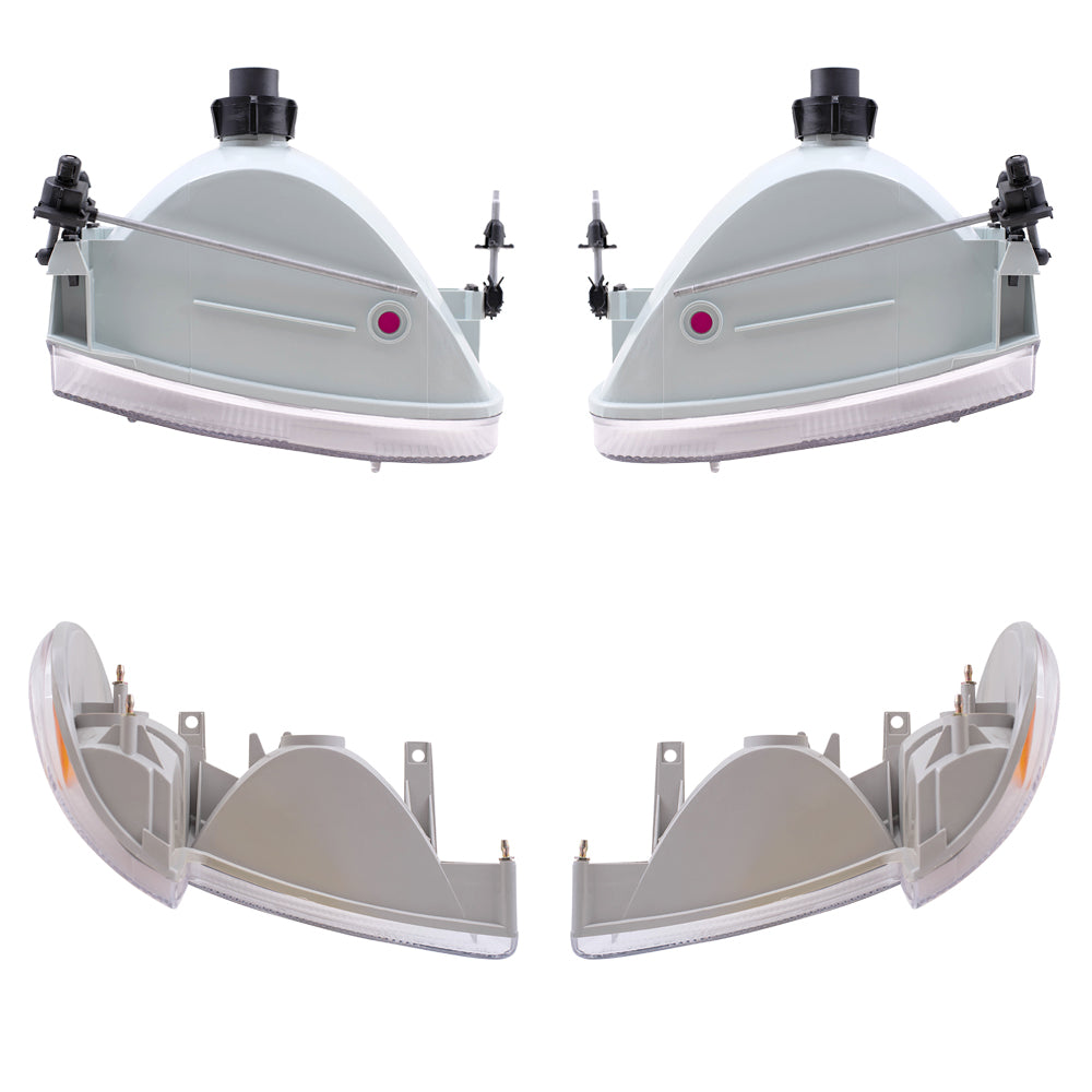 Brock Aftermarket Replacement Driver Left Passenger Right Halogen Headlight And Park/Signal/Side Marker Light 4 Piece Set Compatible with 1995-2001 Ford Explorer