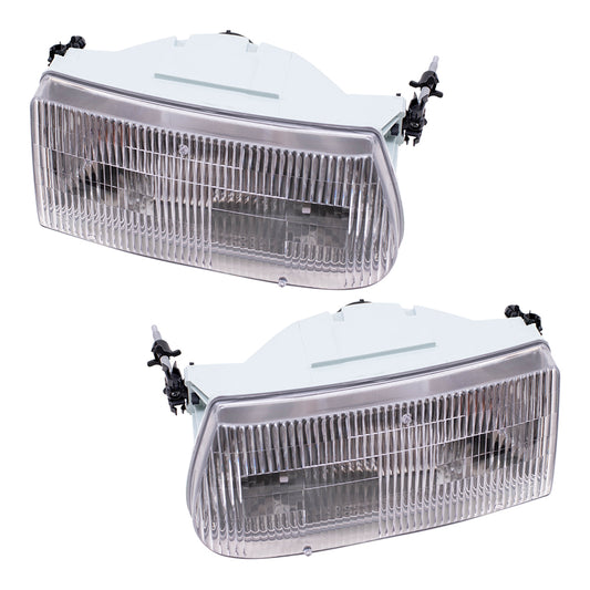 Brock Aftermarket Replacement Driver Left Passenger Right Halogen Headlight Assembly Set Compatible with 1995-2001 Ford Explorer