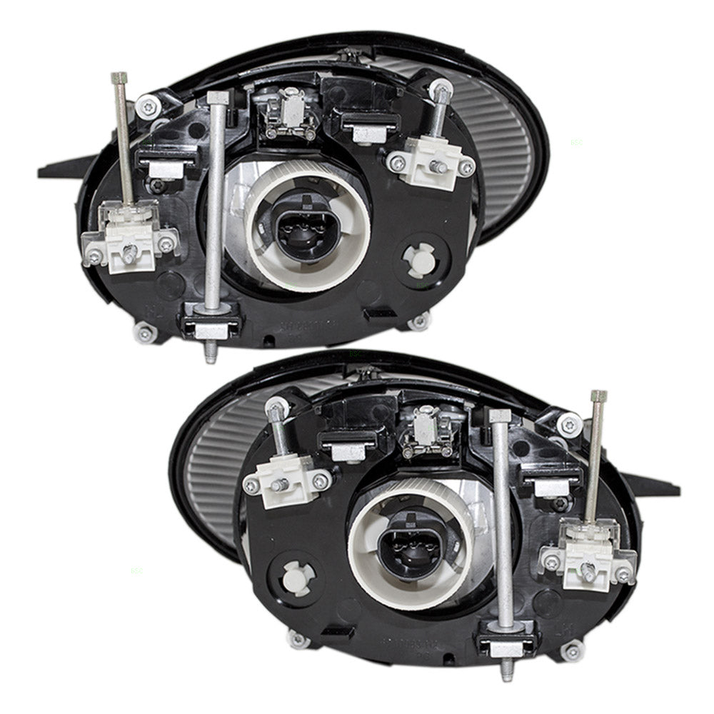 Brock Replacement Driver and Passenger Headlights Headlamps with Black Reflector Compatible with Taurus XF1Z 13008 BA XF1Z 13008 AA