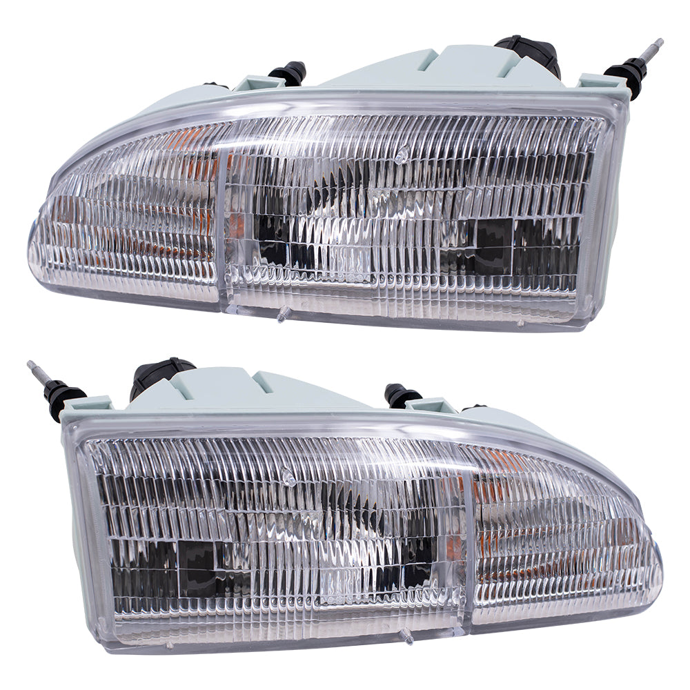 Brock Replacement Driver and Passenger Headlights Headlamps Compatible with 1994-1995 Thunderbird F4SZ13008B F4SZ13008A